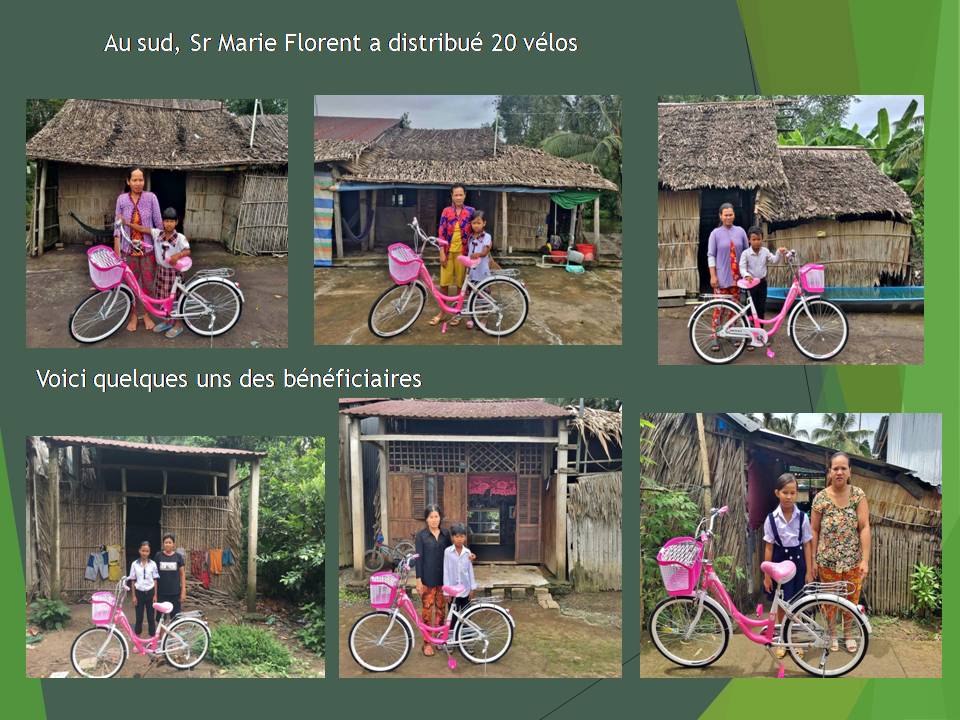 Au sud, Sr Marie Florent a distribué 20 vélos