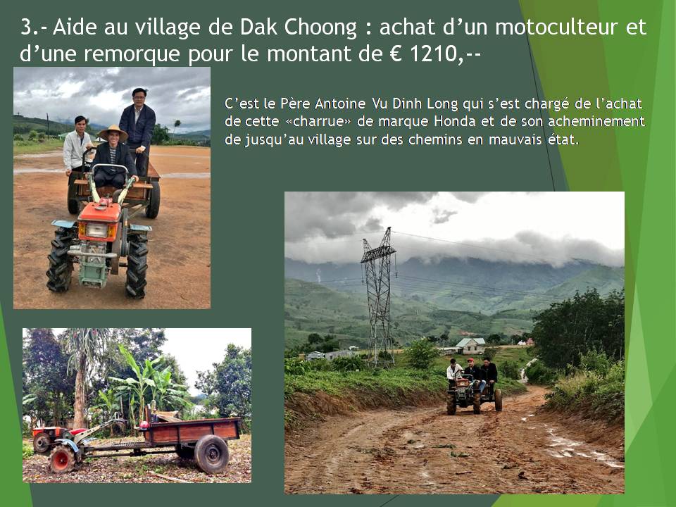 achat d’un motoculteur et d’une remorque pour le village de Dak Choong