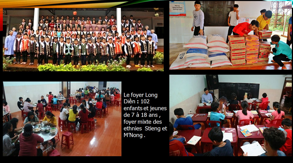 102 enfants et jeunes, foyer mixte des ethnies Stieng et M’Nong