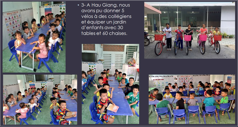 Vélos, tables et chaises pour les enfants de Hau Giang